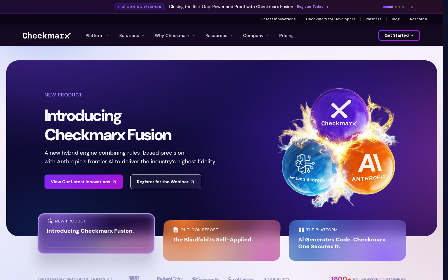 Checkmarx uygulama güvenliği platformunun ana sayfası