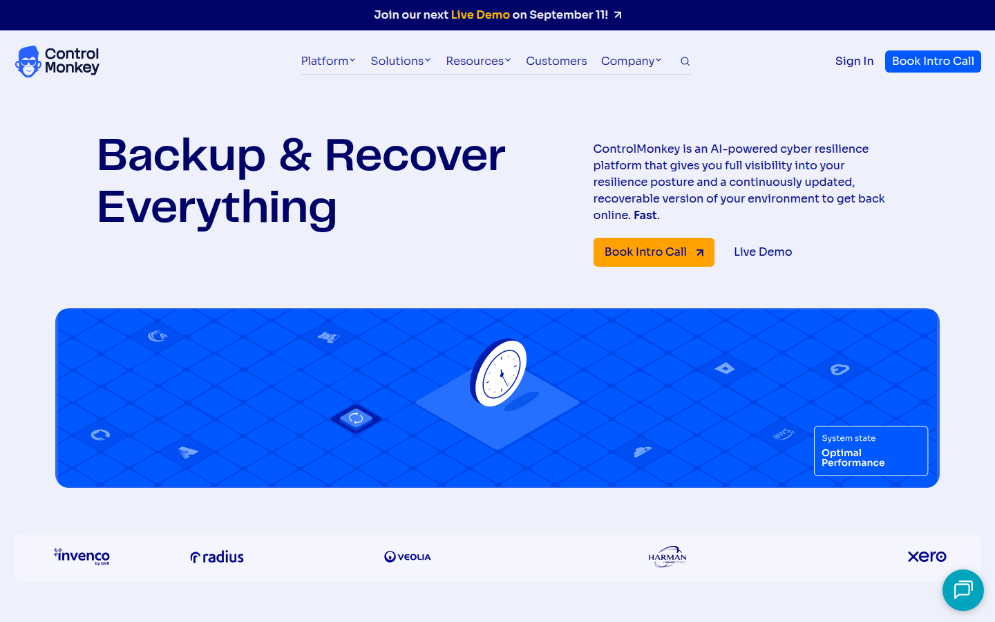 ControlMonkey bulut dayanıklılığı platformunun ana sayfası